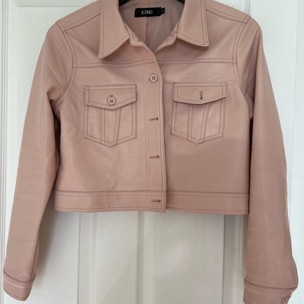 Women's Pink pleather bomber style jacket